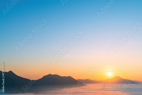 Beautiful landscape of cloud. sunrise on a nature background. winter mountains on sky background.