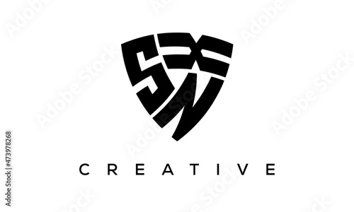 Shield letters SNX creative logo photo