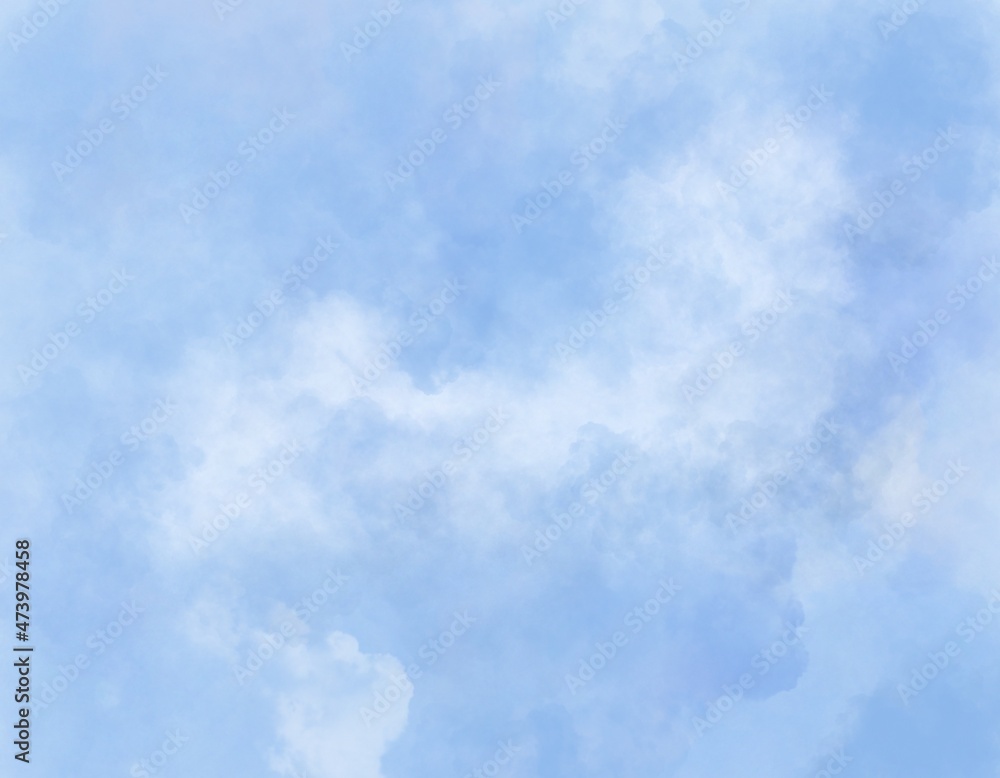 realistic white cloud painting on blue sky background