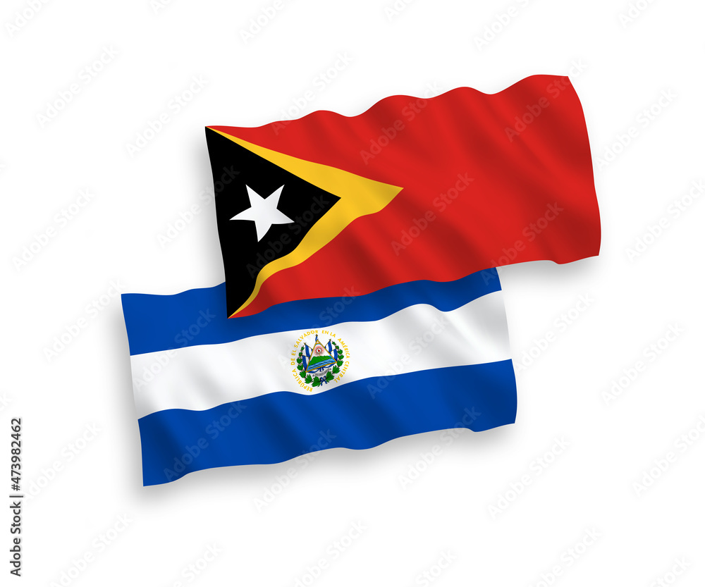 Flags of Republic of El Salvador and East Timor on a white background Flags of Republic of El Salvador and East Timor on a white background