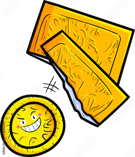 Funny yellow condom character coming out from it's packaging