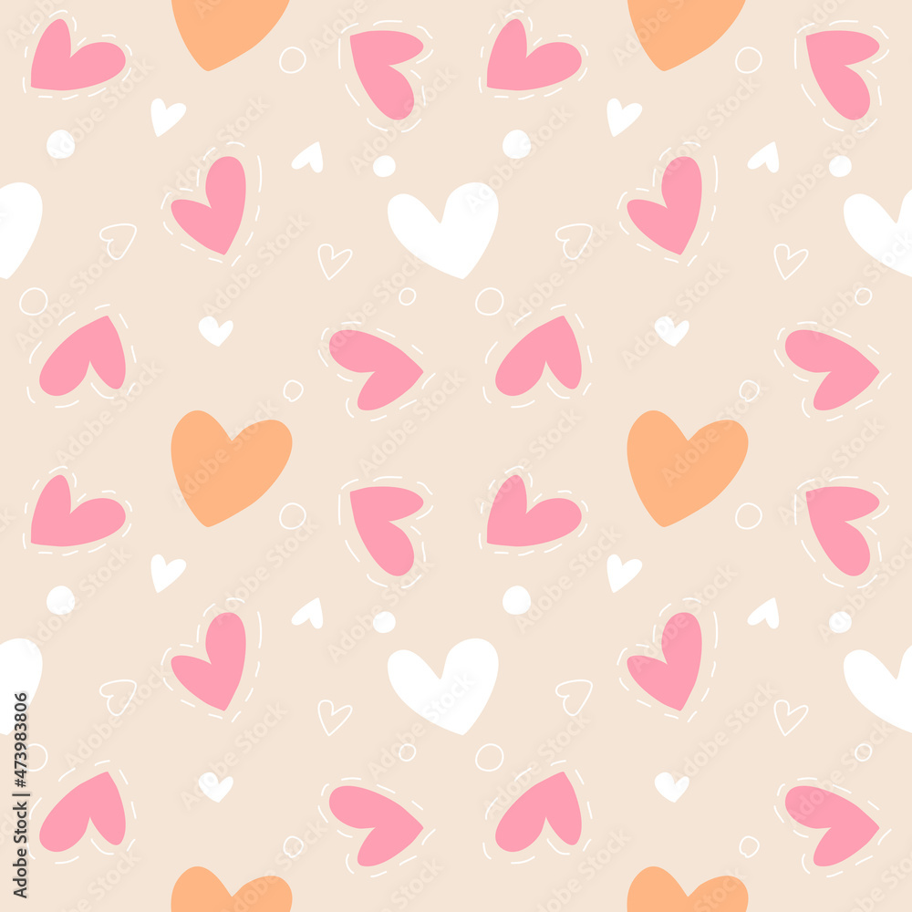 A collection of seamless patterns hearts in pastel vintage tones designed in doodle style for wrapping paper, fabric patterns, pillow patterns, card, digital paper, background, valentines decoration A collection of seamless patterns hearts in pastel vintage tones designed in doodle style for wrapping paper, fabric patterns, pillow patterns, card, digital paper, background, valentines decoration
