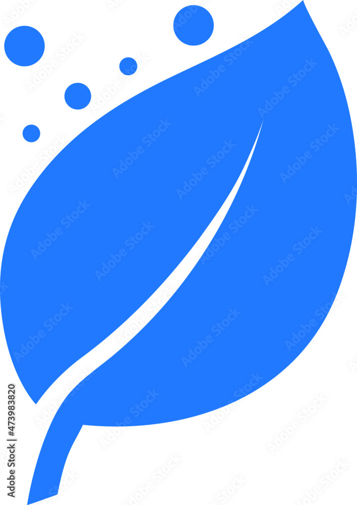 Natural black leaf icon, a symbol of nature vector with water drop blue version Natural black leaf icon, a symbol of nature vector with water drop blue version