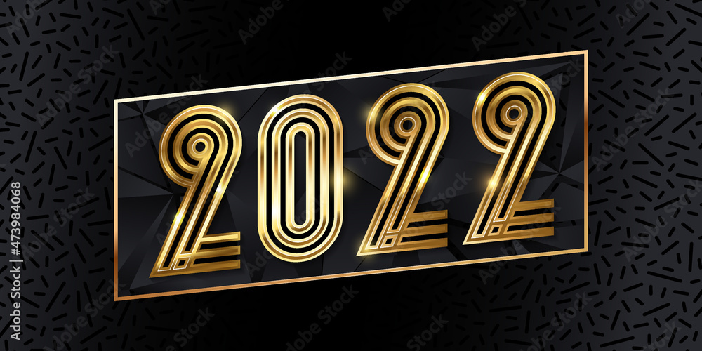 Happy New Year 2022 golden logo text design. Vector illustration ...