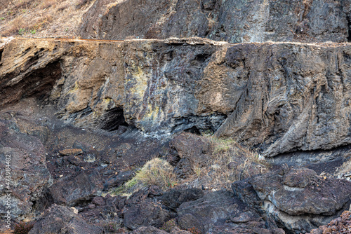 Riotinto, Corta Atalaya with the extraction levels in the mine, deep excavation of pyrite and extraction of copper and gold ores