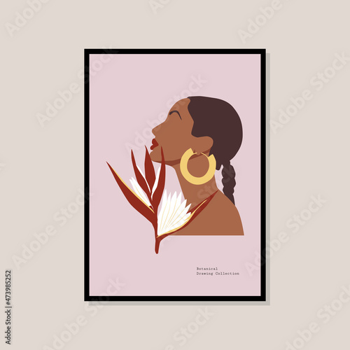 Hand drawn female silhouette print poster for your wall art collection