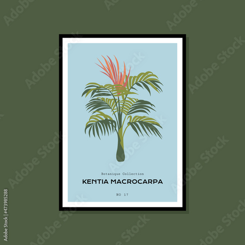 Tropical botanical hand drawn print poster for your wall art collection