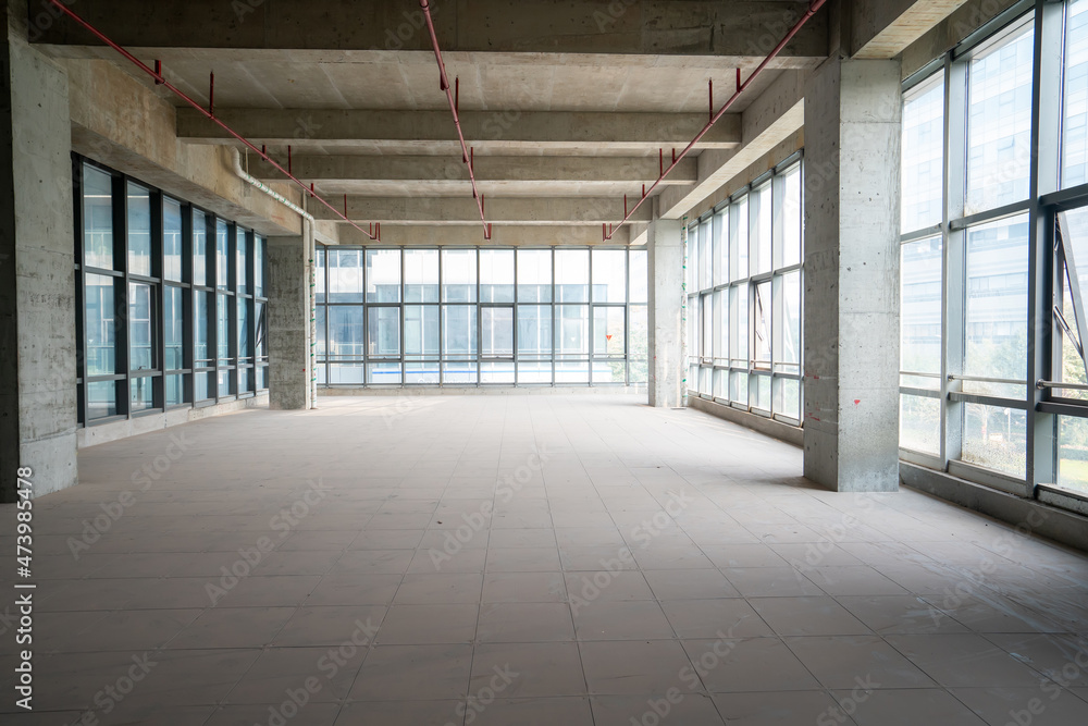 Undecorated interior space of office building