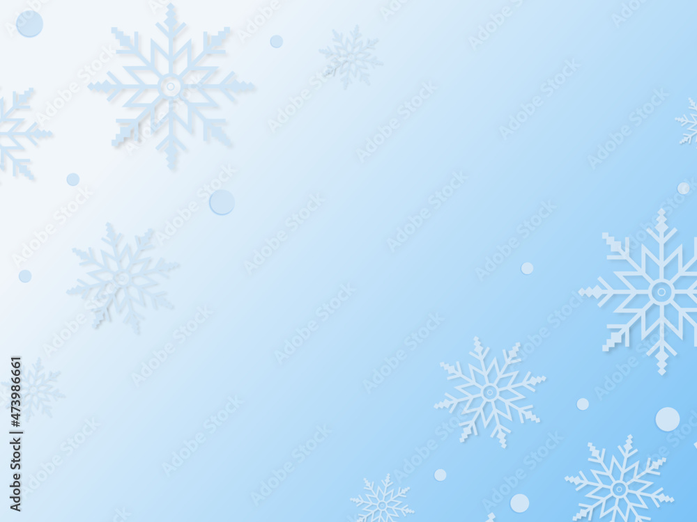 Christmas background with snowflakes. Winter vector graphic of snow. 