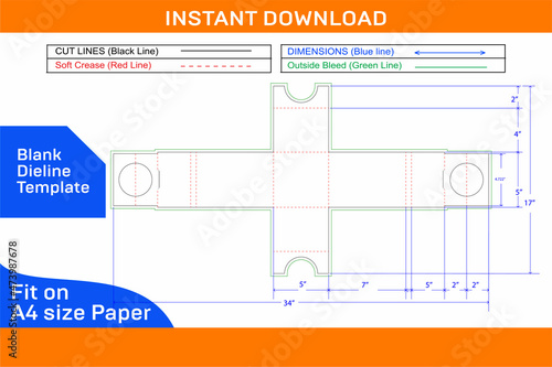 CC cemera packaging box dieline template and 3D box color changeable and editable Blank dieline template photo