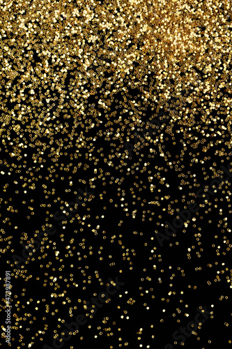 Gold glitter confetti background, luxury New Year party backdrop.