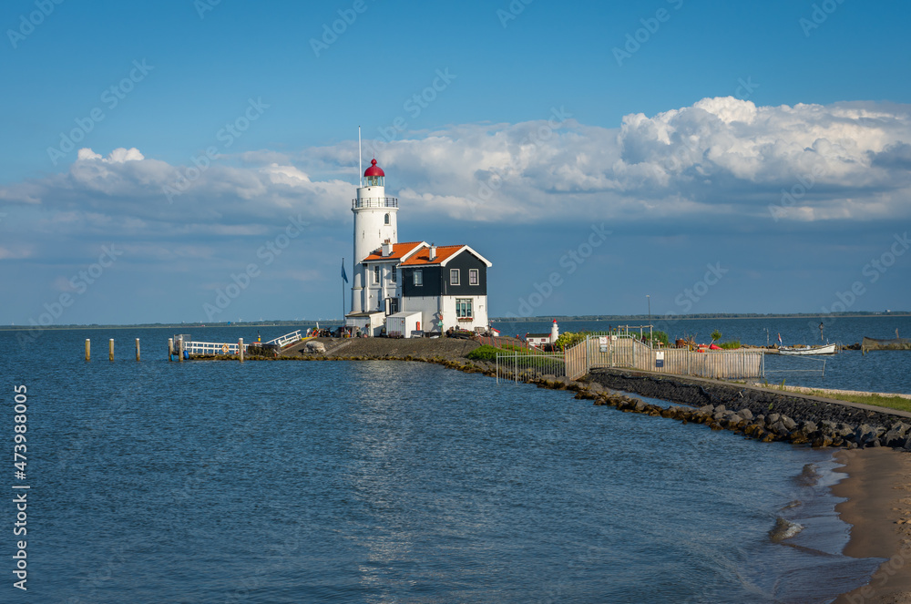 Old lighthouse on Marken, North Holland, The Netherlands