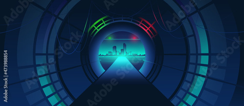 Futuristic tunnel illustration. Technology background