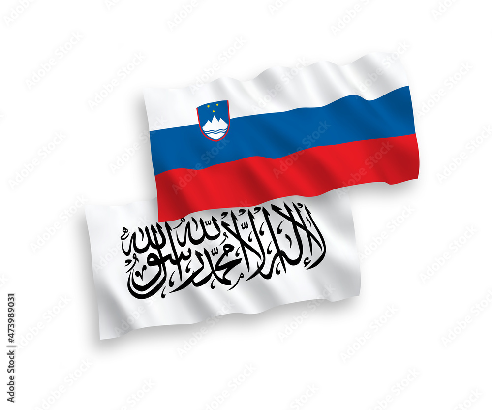 Flags of Slovenia and Taliban on a white background Flags of Slovenia and Taliban on a white background