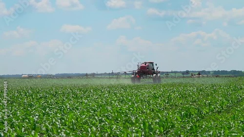 self-propelled sprayer applies crop protection products to corn