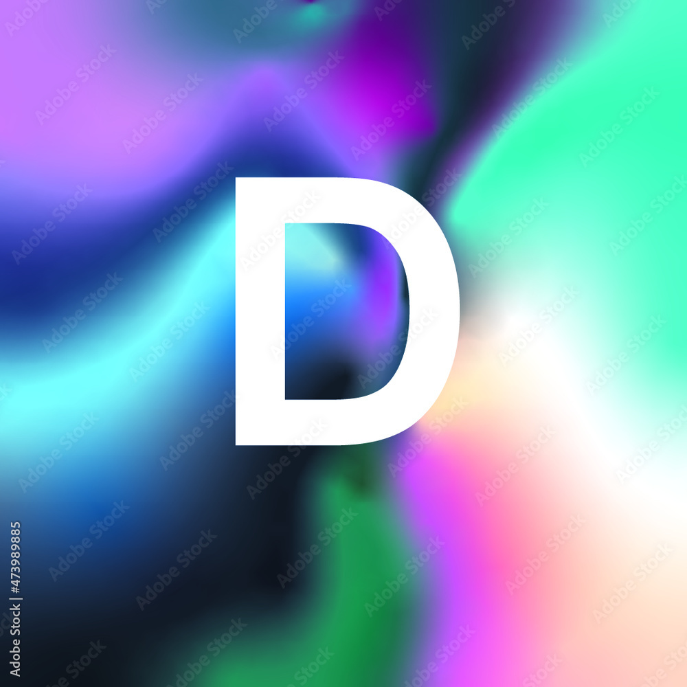 white D letter logo on neon colourful gradient background white D letter logo on neon colourful gradient background