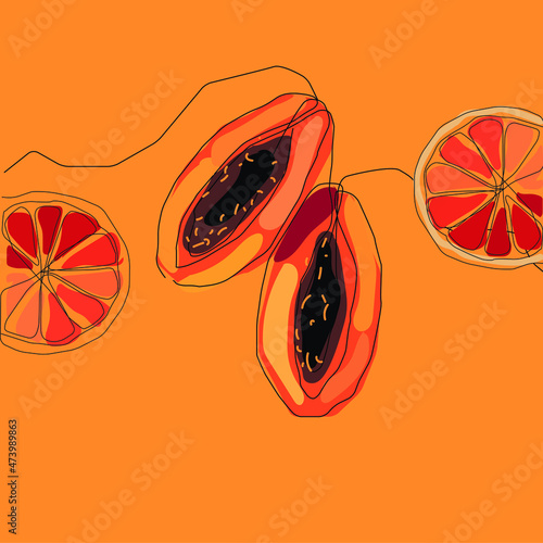 passio fruit on orange background photo