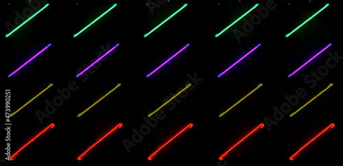 Vintage Neon Building Elements Colorful Wall Design