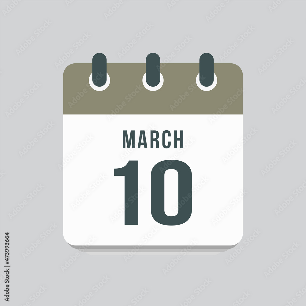 Icon day date 10 March, template calendar page Icon day date 10 March, template calendar page