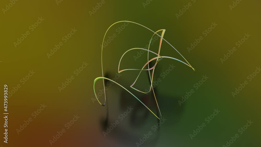 the square metal thin frame deforms and curls. abstract 3D loop animation. 3d render the square metal thin frame deforms and curls. abstract 3D loop animation. 3d render