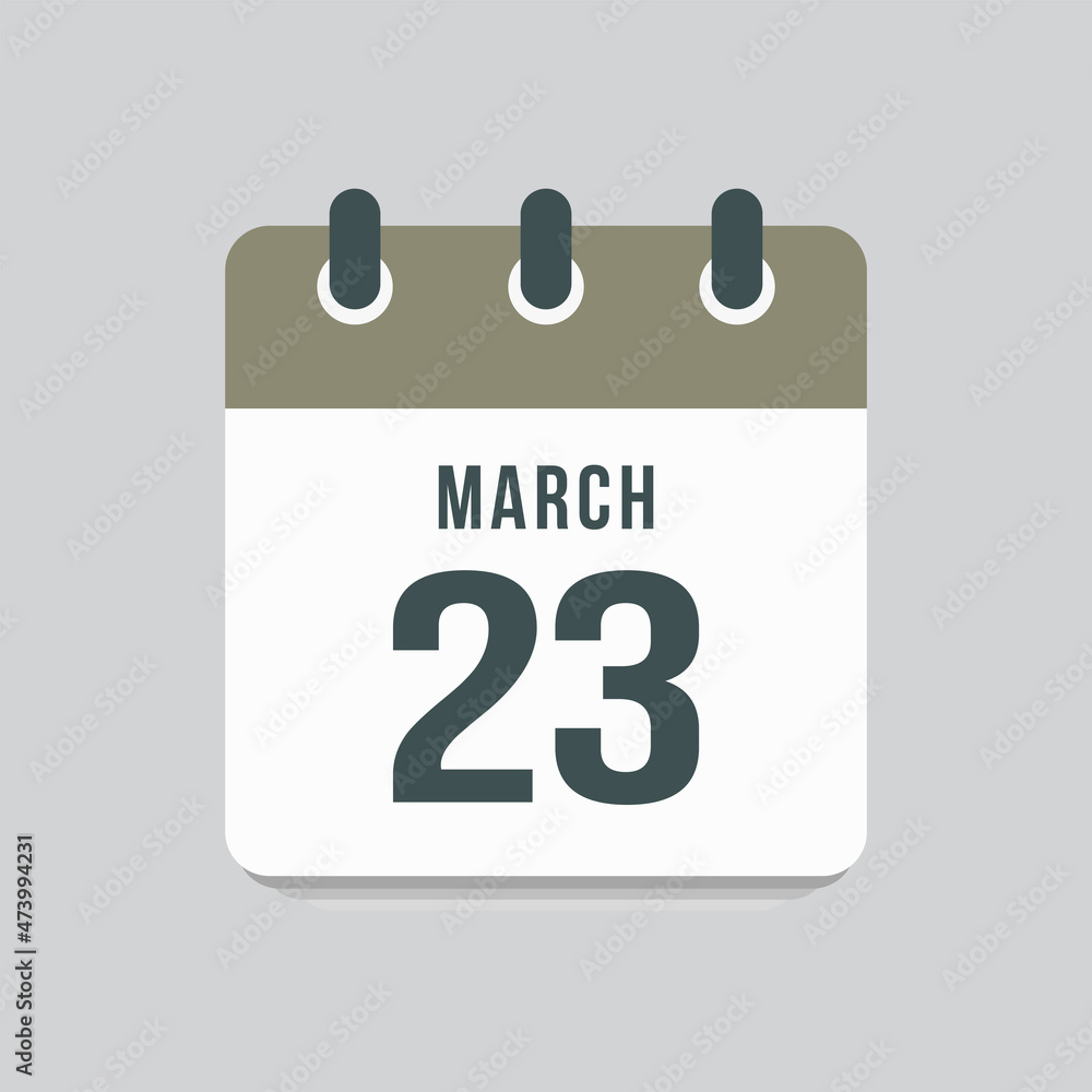Icon day date 23 March, template calendar page Icon day date 23 March, template calendar page