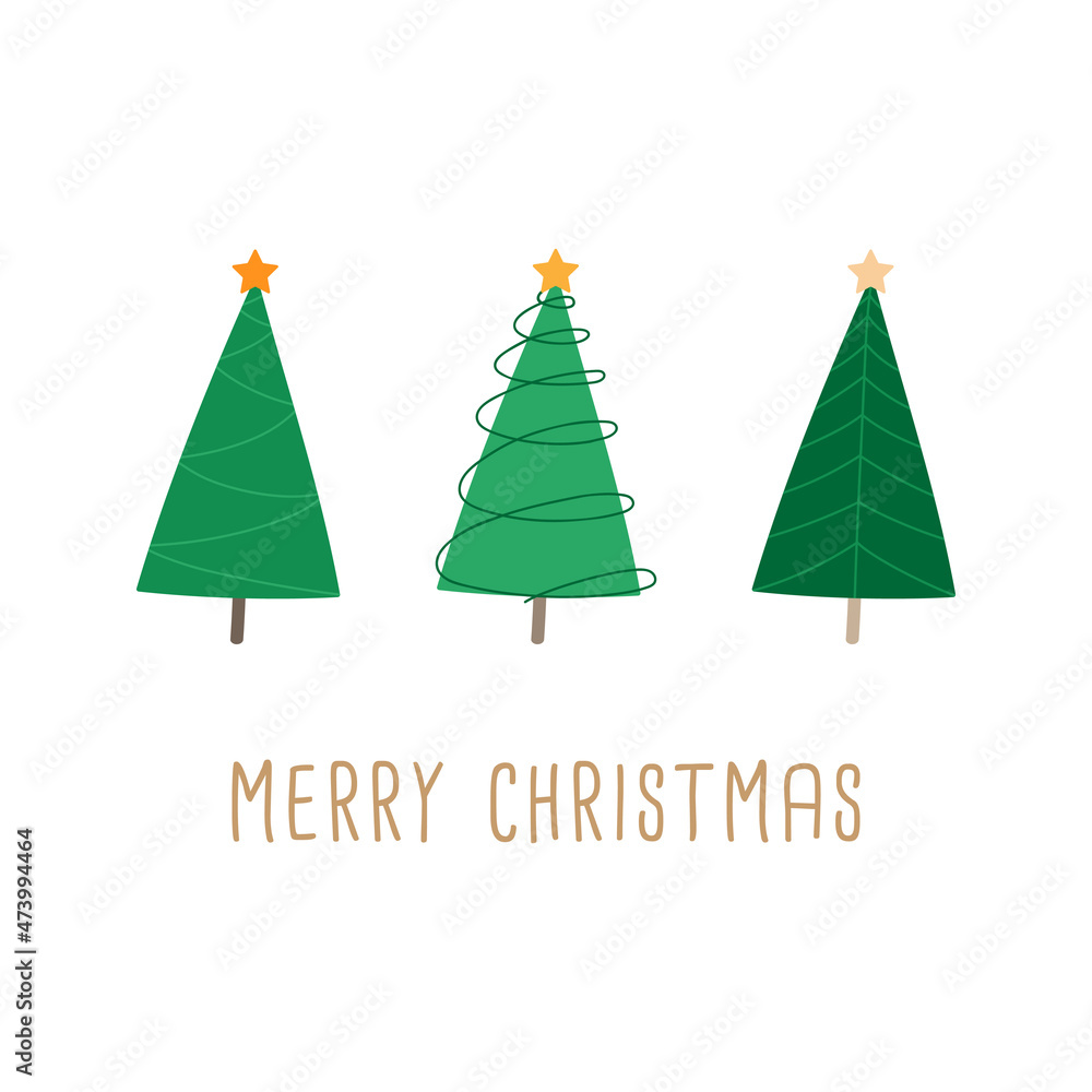 Merry Christmas cute tree vector greeting card Merry Christmas cute tree vector greeting card