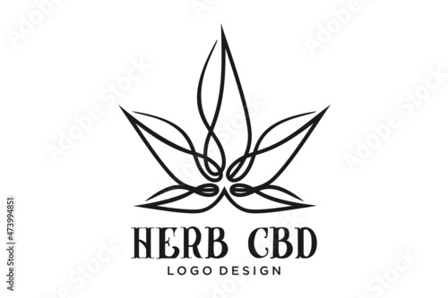 Vintage Marijuana Cannabis Hemp Pot Leaf THC CBD logo design
