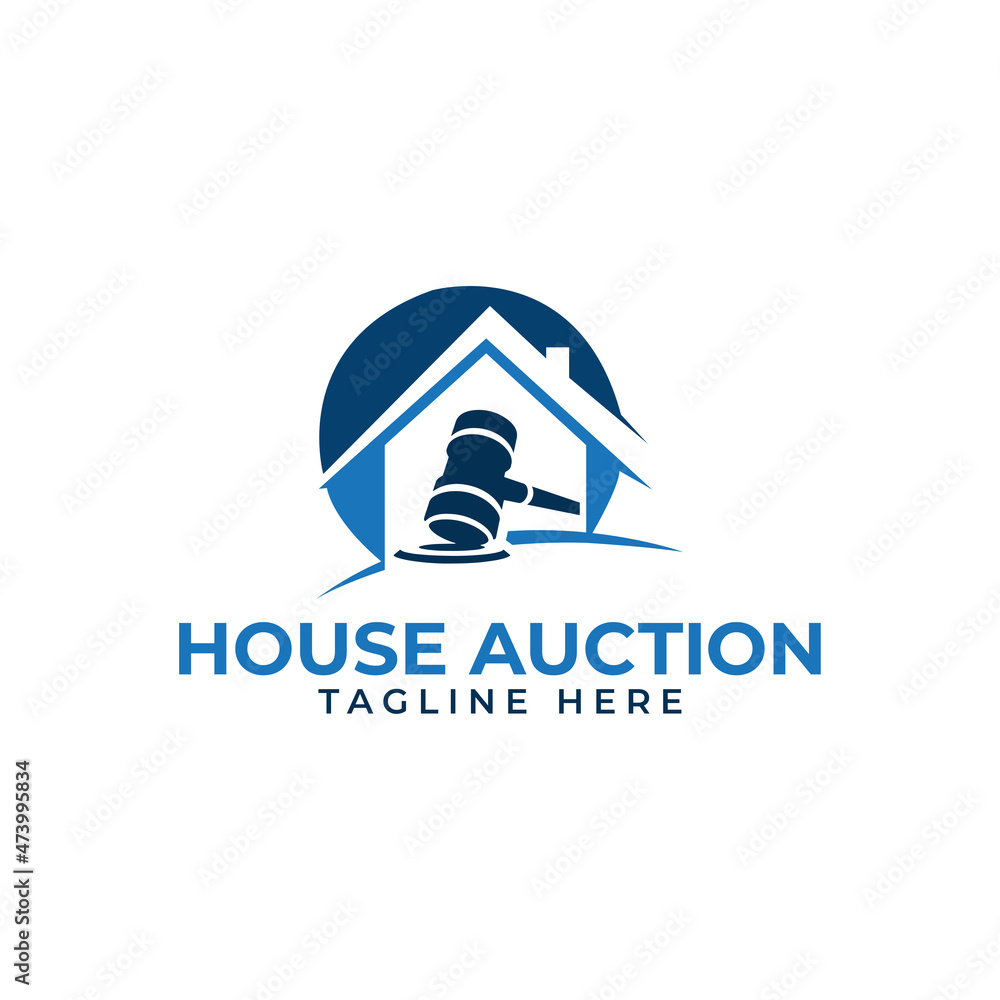 house auction logo template vector design