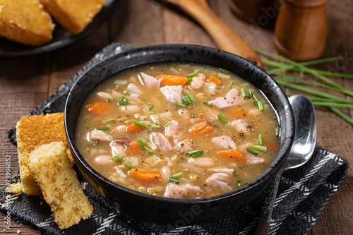 Картината върху платно Bowl of ham and bean soup