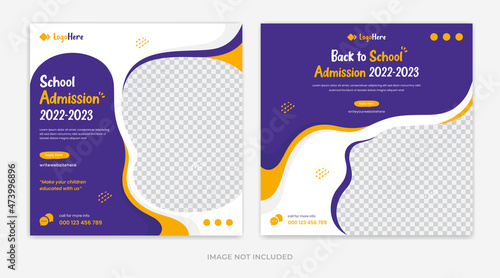 School Admission Social media post template design layout for education purpose vector