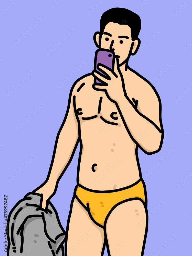 Fototapeta premium cute man cartoon on blue background