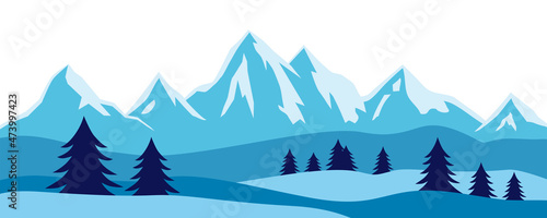 Fotografie, Obraz Mountains graphic in vector quality.