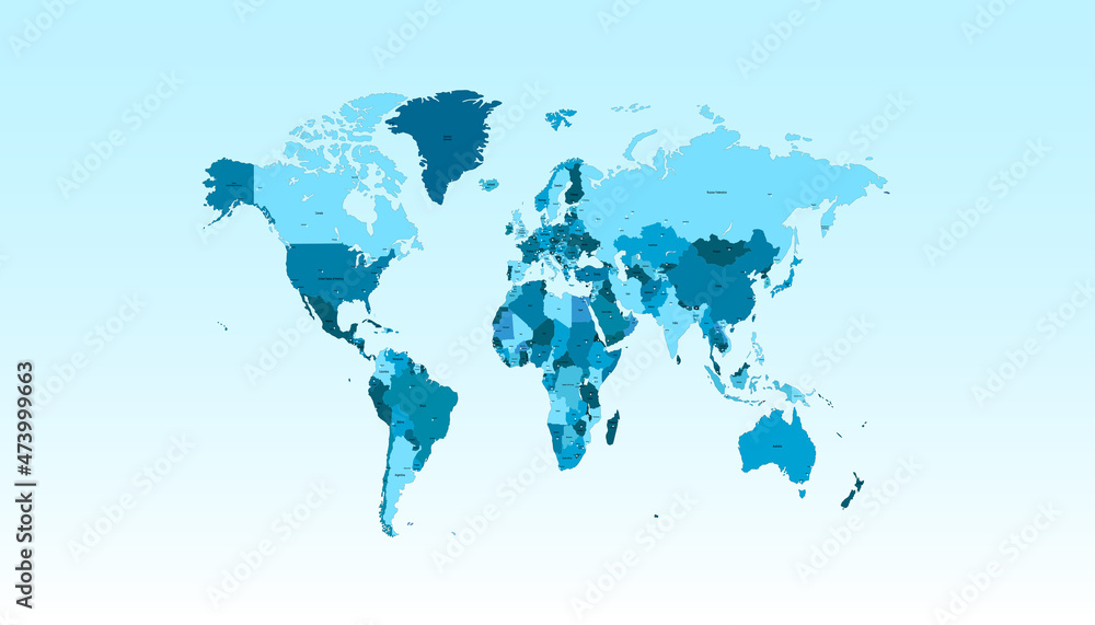 Fototapeta premium World map. Color vector modern. Silhouette map 