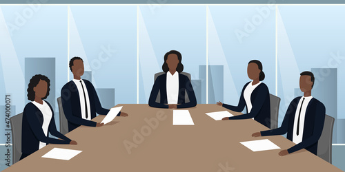 Directors in meeting room. Vector illustration.