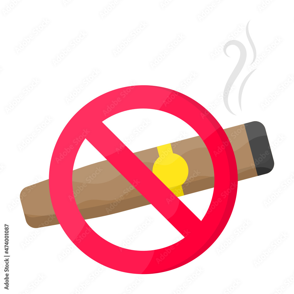 Avoid tobacco dependence Concept, Stop Smoking Cigar Vector color Icon