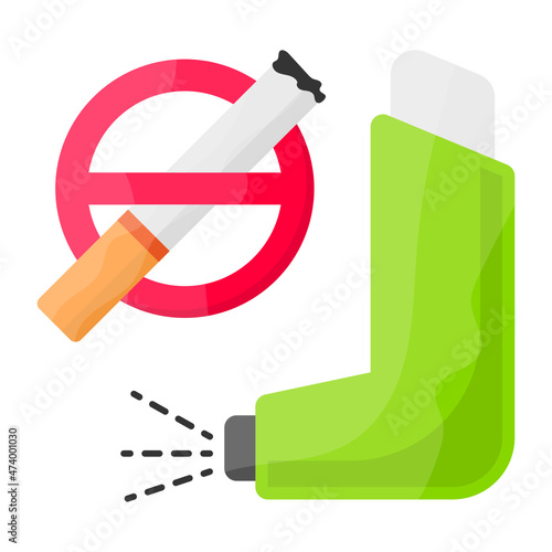 breathlessness due to smoking and excess mucus Concept Vector color Icon Design, No Tobacco day Symbol, Quit smoking Sign, Cigarette or Smoker Stock Illustration