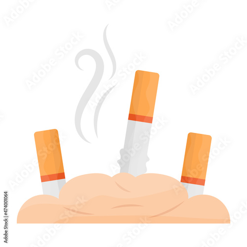 cigarette butt cleaning Concept, Dump Spotting Vector color Icon Design, No Tobacco day Symbol, Quit smoking Sign, Cigarettes or Smoker Stock Illustration