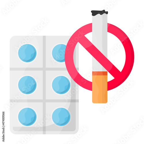 Avoid nicotine combined Products Concept Vector color Icon Design, No Tobacco day Symbol, Quit smoking Sign, Cigarette or Smoker Stock Illustration