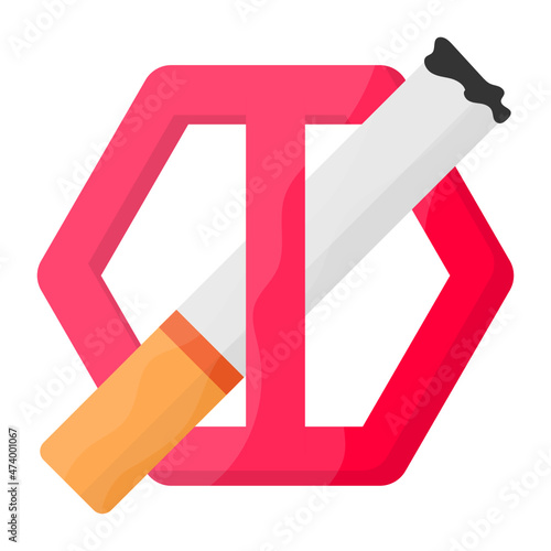 e-cigarettes banned Concept, ecigs restriction Vector color Icon Design, No Tobacco day Symbol, Quit smoking Sign, Cigarette or Smoker Stock Illustration