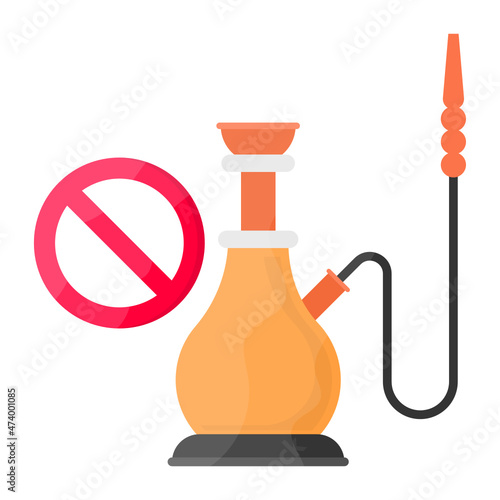 tobacco-based shisha Concept, waterpipe smoking Ban Vector color Icon Design, No Tobacco day Symbol, Quit smoking Sign, Cigarette or Smoker Stock Illustration