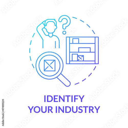 Identify your industry blue gradient concept icon. Choosing product for sale. Distribution business types abstract idea thin line illustration. Vector isolated outline color drawing