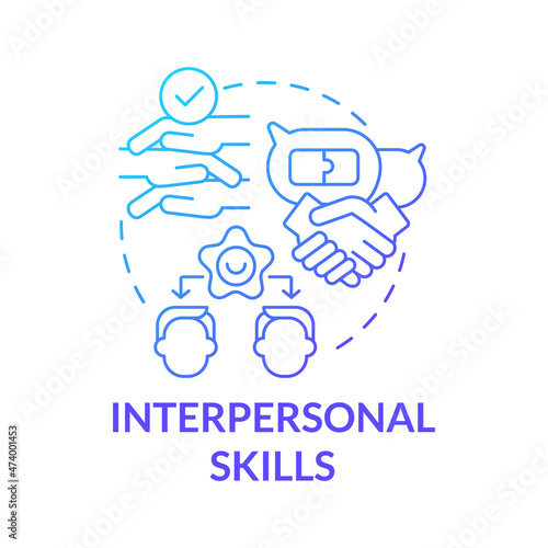 Interpersonal skills blue gradient concept icon. Create trustful business partnerships. Successful business abstract idea thin line illustration. Vector isolated outline color drawing