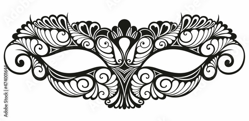Carnival mask icon black silhouette isolated on white background