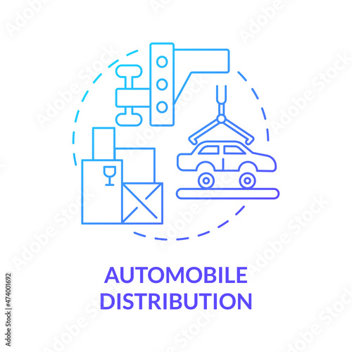 Automobile distribution blue gradient concept icon. Cars delivery business. Trading company service providing abstract idea thin line illustration. Vector isolated outline color drawing