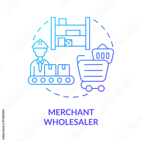 Merchant wholesaler blue gradient concept icon. Trade and logistics. Distribution company business service abstract idea thin line illustration. Vector isolated outline color drawing