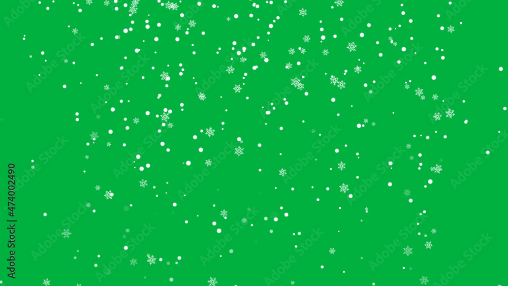 snow flakes fall on green background, new year and Christmas snow flakes fall on green background, new year and Christmas
