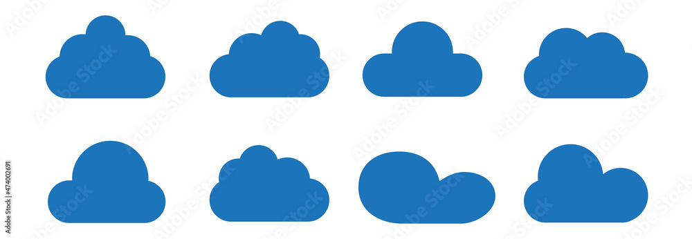 Clouds set isolated on white background. Collection of clouds for web site, poster, placard and wallpaper. Creative modern concept. Clouds vector illustration