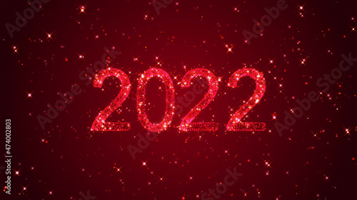 2022 text and typography with shiny particles and stars,new year and Christmas background