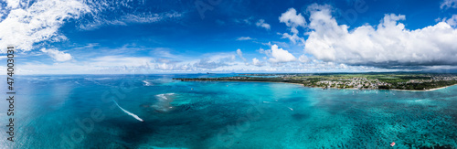 Seascape and island at Trou Aux Biches, Mauritius, Africa photo