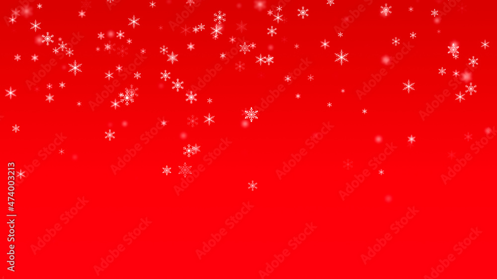 red Christmas background with snowflakes, new year and Christmas background, snowfall